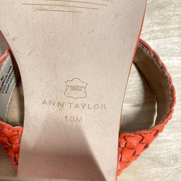 Ann Taylor Peyton Sandals, Size 10 M, Orange Woven Braided Strappy Block Heel - Picture 7 of 7